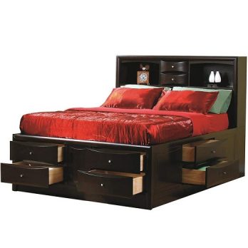 Contemporary Queen Bookcase Bed with Storage